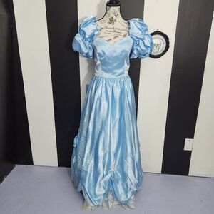 Elegant Blue Satin Maxi Dress